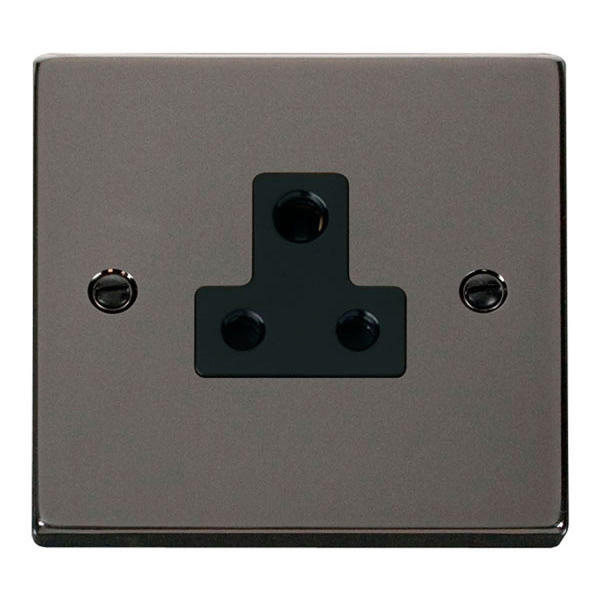 Click Black Nickel 1 Gang 5A Round Pin Socket