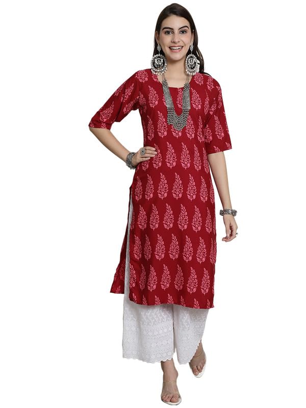 Image of 7Threads Kurti for Women|Kurti|Kurta|Kurta for Women|Crepe Kurti|Printed Kurta|Crepe Straight Kurti Kurti