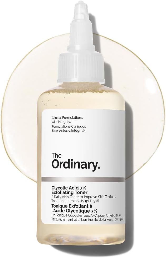 The Ordinary Glycolic Acid 7% Exfoliating Toner, Brightening and Smoothing Daily Toner for More Even-Looking Skin Tone