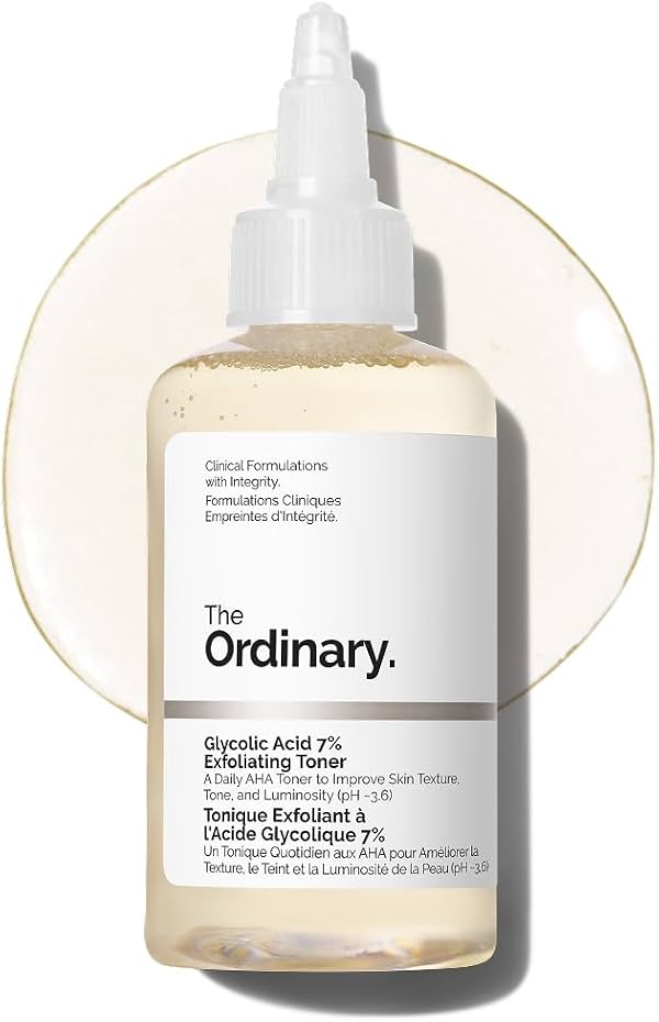 Tónico exfoliante de The Ordinary con ácido glicólico al 7%, iluminador y suavizante de uso diario para un tono de piel más uniforme, sin fragancia, 3.4 Fl Oz (paquete de 1)