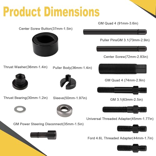 Rpeconu 14PCS Power Steering and Alternator Pulley Tool Kit, Replace Vehicle Steering Pump and Car Repair Tools, Essential Car Repair Tools for Mechanics with Storage Case - Thumbnail 4
