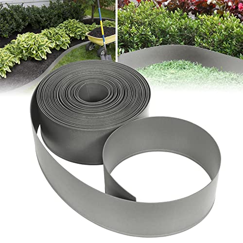 ACXIN Rasenkante Kunststoff Mähkante Grau 20m, Rolle Beetumrandungen für...