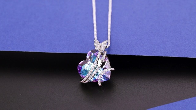 Birthstone Butterfly Necklace For Women - 925 Sterling Silver Pendant With Heart Crystal, 18" Chain, Birthday Or Valentine's Gift