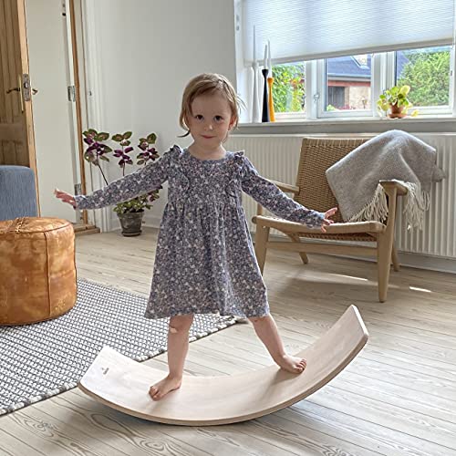 BabyDan FSC Grade Birchwood Balance, Yoga, Wobble, Curvy, Rocker, Seesaw Board. Non Slip/Scratch Base. Children Age 3+,Birch wood,one size