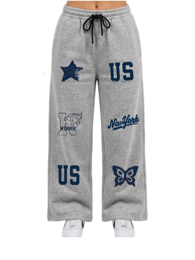 ENZIKO Women Graphic Printed Cotton Baggy Track Pants |Sweat Pants