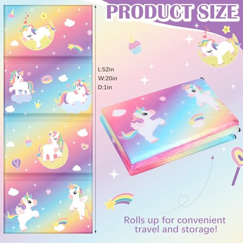 Image of Shellwei Vinyl Nap Mat Kid Preschool Daycare Sleep Mat,Rainbow Unicorn