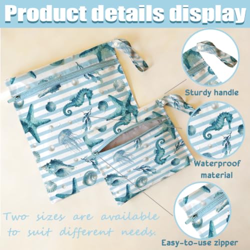 SUPERDANT 2 piezas Bolsa seca impermeable con diseño de vida marina, gran capacidad, plegable, bolsillos para traje de baño, toalla, playa, gimnasio y viaje miniatura 3