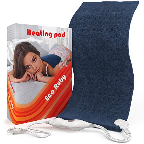Eco Ruby Electric Heating Pad for Back Pain and Cramps Relief – Extra Large – Auto Shut Off – Heat Pad with Moist & Dry Heat Therapy Options – Hot Heating Pad [12×24″]
