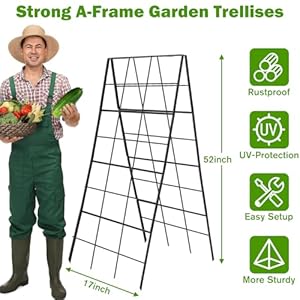 Cucumber Trellis, 52" H x 17" W A-Frame Garden Trellis for Climbing Plants, Trellis for Raised Garden Beds, Provides Plant Climbing Support for Vegetables, Tomatoes, Beans and Cucumber, Black Cucumber Trellis 52 H x 17 W A Frame Garden Trellis for Climbing Plants Trellis for Raised Garden Beds Provides Plant Climbing Support for Vegetables Tomatoes Beans and Cucumber Black