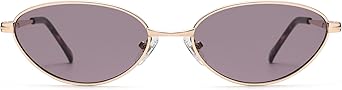 Retro Oval Cat Eye Sunglasses for Women, Vintage Metal Frame with Spring Hinge, Trendy Fashion Glasses AP3730