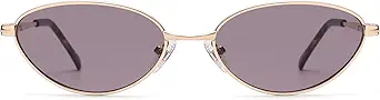 Retro Oval Cat Eye Sunglasses for Women, Vintage Metal Frame with Spring Hinge, Trendy Fashion Glasses AP3730