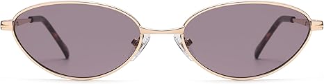 Retro Oval Cat Eye Sunglasses for Women, Vintage Metal Frame with Spring Hinge, Trendy Fashion Glasses AP3730