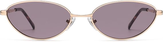 Retro Oval Cat Eye Sunglasses for Women, Vintage Metal Frame with Spring Hinge, Trendy Fashion Glasses AP3730