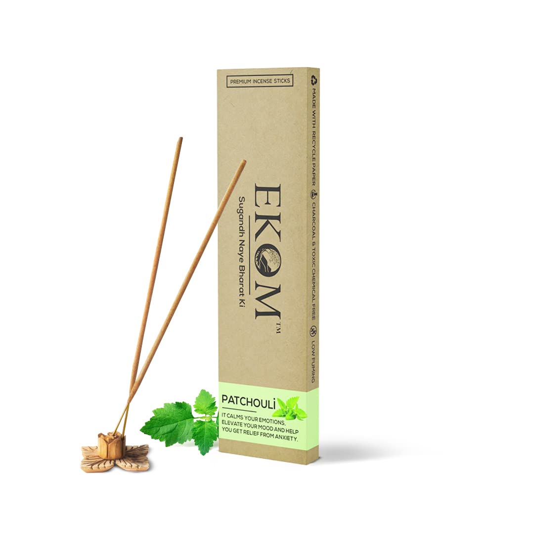 EKOM Patchouli Incense Sticks Pack of 1 (42 Sticks) HandCrafted