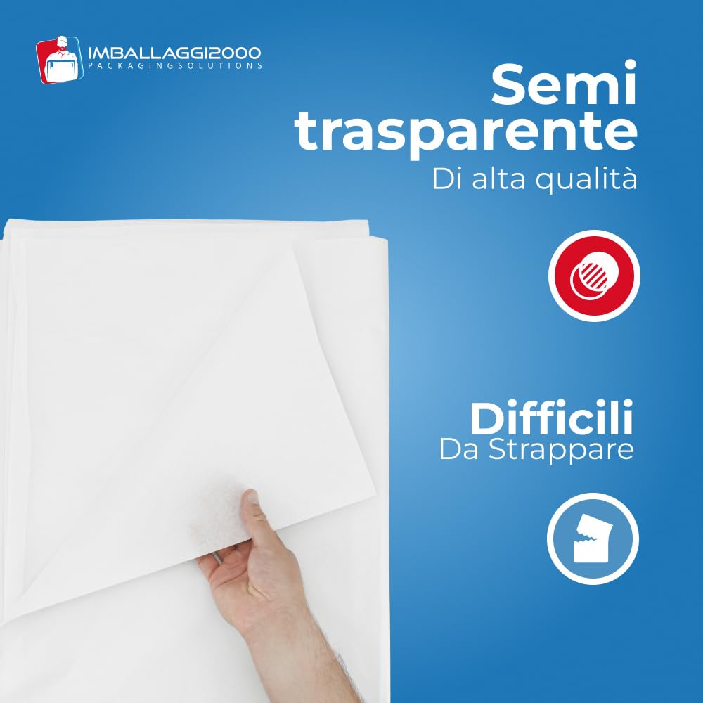 50 Fogli Carta Da Imballaggio Bianca 20x30 – Negozio Chip, Imballo Professionale PM