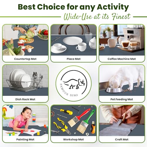 Image of Premium Silicone Mat 25 inch x 17 inch Multipurpose Cooking Mat Thick Heat Resistant, Kitchen Counter Mat Waterproof - Coffee Machine, Countertop Protector Air Fryer, Baking mat (Grey)
