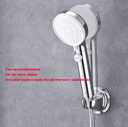 Soporte de cabezal de ducha orientable ZHCHAO base de pared blanca ajustable 4