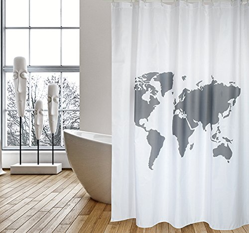 Rideau de douche anti-éclaboussures MSV World 180x200 cm lavable pour garder le sol du bain sec