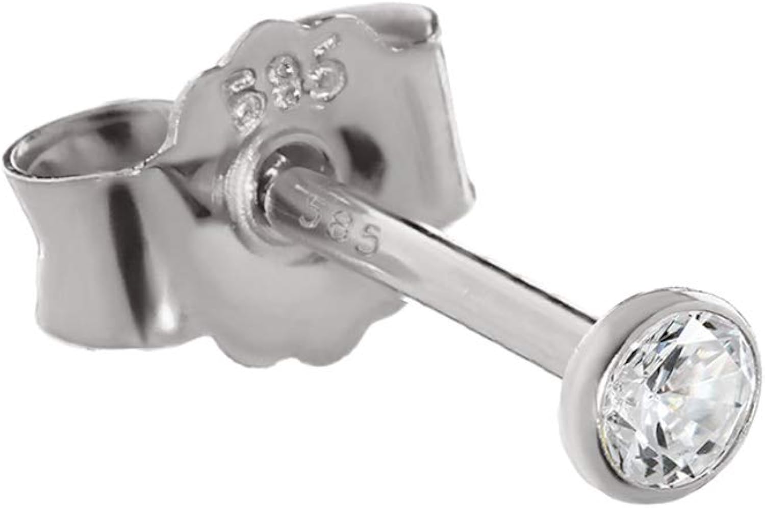 NKlaus SINGLE 2,3mm stud earrings white gold earring Zirkonai white 2071