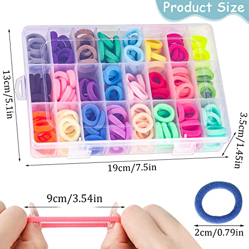 Baby Hair Ties, 200 Pcs Toddler Hair Ties With Organizer Box Colorful Cotton Seamless Hair Bands For Girls Thin Or Thick Hair (24 Colors) #TOP1