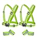 weeyin Gilet Réfléchissant Vélo, 2 Gilet Sécurité, 4 Bracelets/Bandes Réfléchissantes, Réfléchissant Réglable Elastique Gilet Réfléchissant de Sécurité pour Vélo Course Marche Jogging Moto