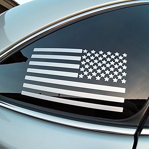 (Silver 4" X 7") Two Us American Flag Decal Kit Sticker Die-Cut Az Auto Graphic Car Truck Bike #TOP2