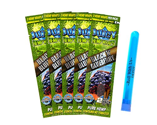 Juicy Hemp Wraps Black N' Blueberry (5 Packs, 2 Wraps Per Pack) Includes American Rolling Club Tube (Juicy Jay's)