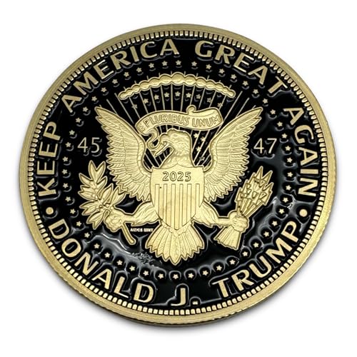 Image of Donald Trump Black & Gold Coin 2025 with Certificate of Authenticity, President Coin, Trump Coin Collectors, 24kt Gold Plated with Black Inlay, 38mm x 2mm