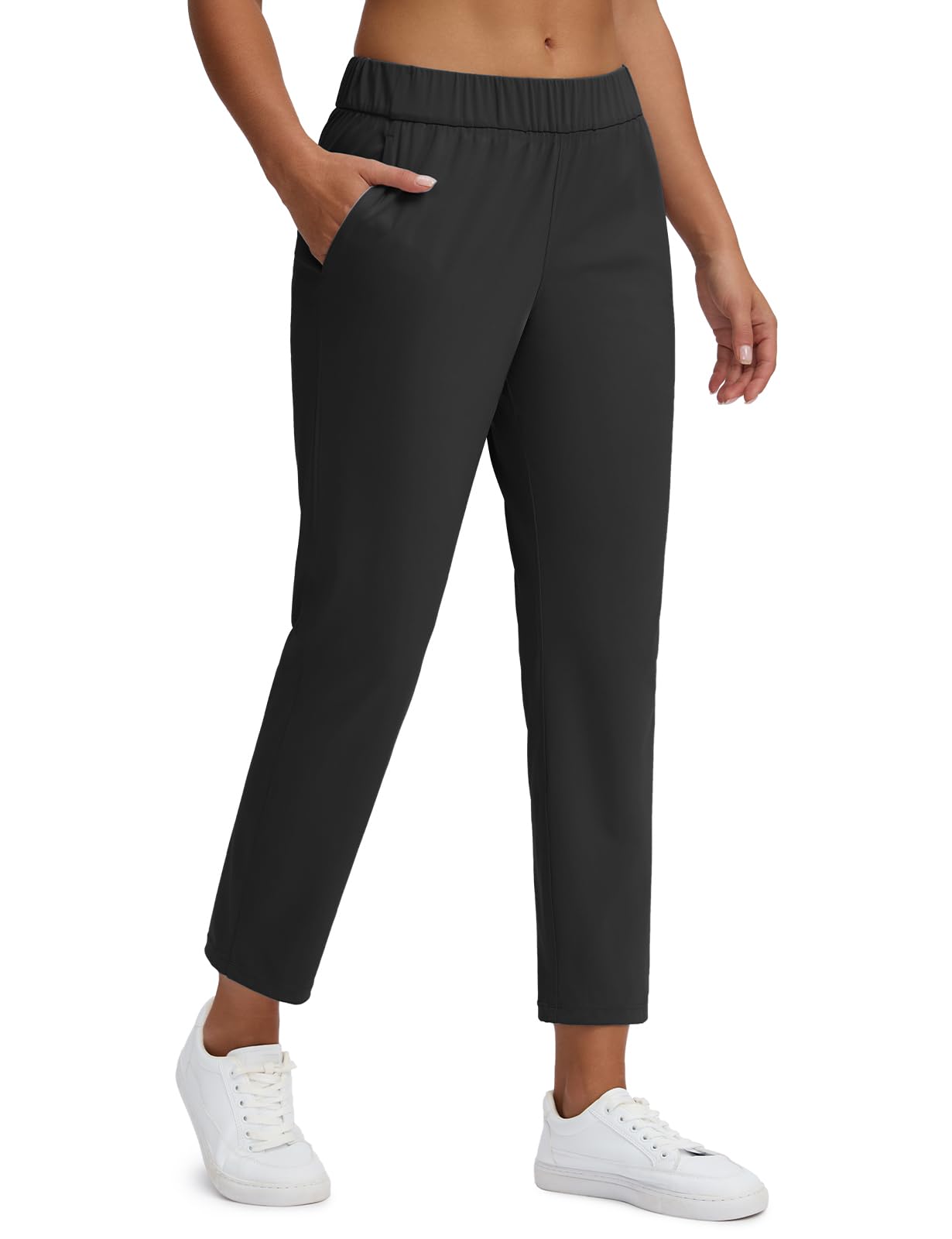 Womens Golf Pants with Deep Pockets Stretch 7 8 High Waisted Travel Pants Ankle Pants Casual