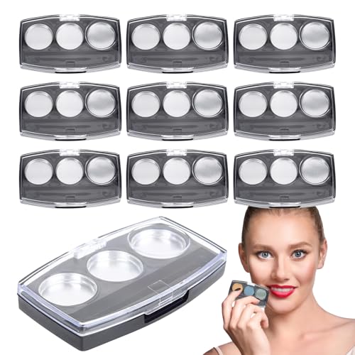 Paleta De Sombras De Ojos Vacías - Paleta De Maquillaje Vacía | Bandeja De Embalaje De 10 Piezas De Sombra De Ojos | Caja De Almacenamiento De Contenedores De Maquillaje De 3 Cuadrículas | Contenedor