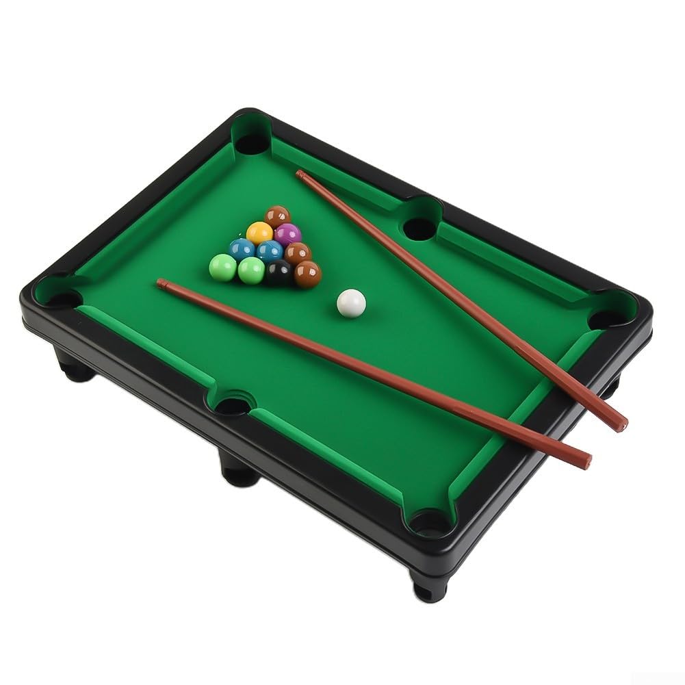 Plastic Pool Table Playset with Safe Rounded Corners, Portable Design for Indoor Use and Family Game Enjoyment (S)