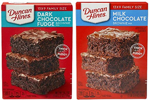 Duncan Hines Chocolate Lovers Brownie 2-Pack: Dark Chocolate Fudge & Milk Chocolate (18.2 oz x 2)