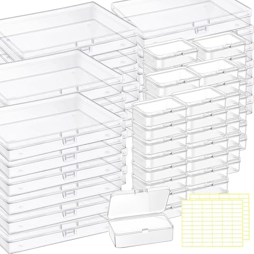 Image of Bead Storage Box,72pcs Transparent Plastic Storage Containers Different Sizes,Crayon Box, Small Item Management Box And Labels,DIY Jewelry Craft Nails, Bracelets, Jewelry, Diamonds, (5.3x3.15x1.2)
