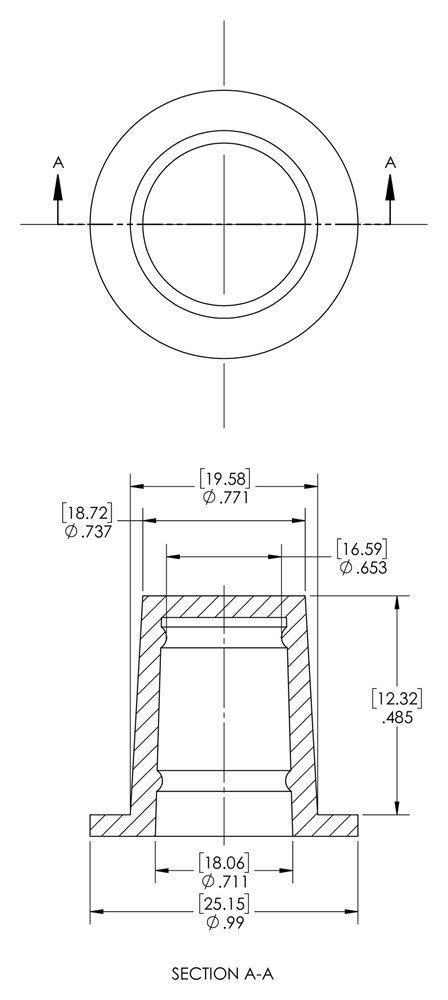 Caplugs QTV8JQ1 - Tapón y tapón de vinilo cónico, de plástico, TV-8J, PVC, tapa OD 0,72 pulgadas, color rojo (paquete de 1000)