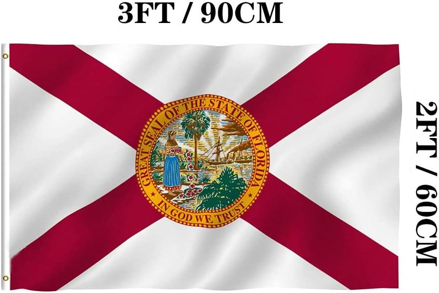 Jayus Double Sided Florida Sates Flags 2x3 FT Outdoor - Vivid Colors 3Ply FL Florida Flags Banners- Heavy Duty 100% Polyester with 2 Brass Grommets - Image 6