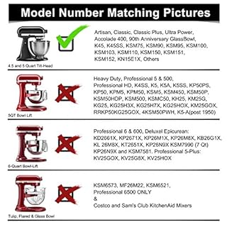 Flex Edge Beater for KitchenAid Tilt-Head Stand Mixer, 4.5-5 Quart Flat Beater Paddle with Flexible Silicone Edges Bowl Scraper, White