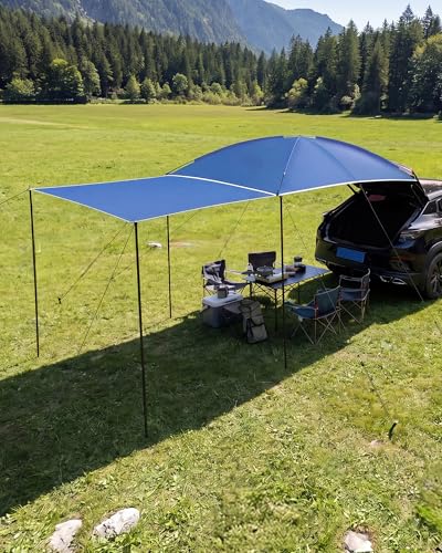 Uboway Car Canopy Car Awning Camping Canopy SUV Tailgate Truck Canopy Outdoor Sun Shade UV50+ Waterproof Portable Overland Vehicle Awning Shelter for SUV/Van/MPV/Campers