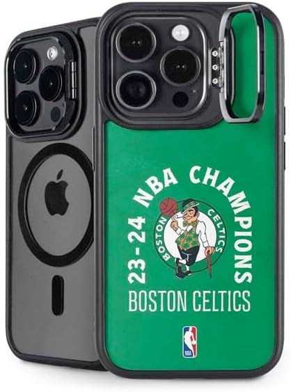 Skinit Kickstand Phone Case Compatible with iPhone 16 Pro Max - Officially Licensed NBA Boston Celtics Green Primary Logo Design