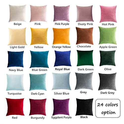 Stellhome Super Soft Velvet Square Throw Pillow Covers For Bed Couch Sofa Bench, 18 X 18 Inch (45 Cm), Silver Blue, Pack Of 2 #TOP3