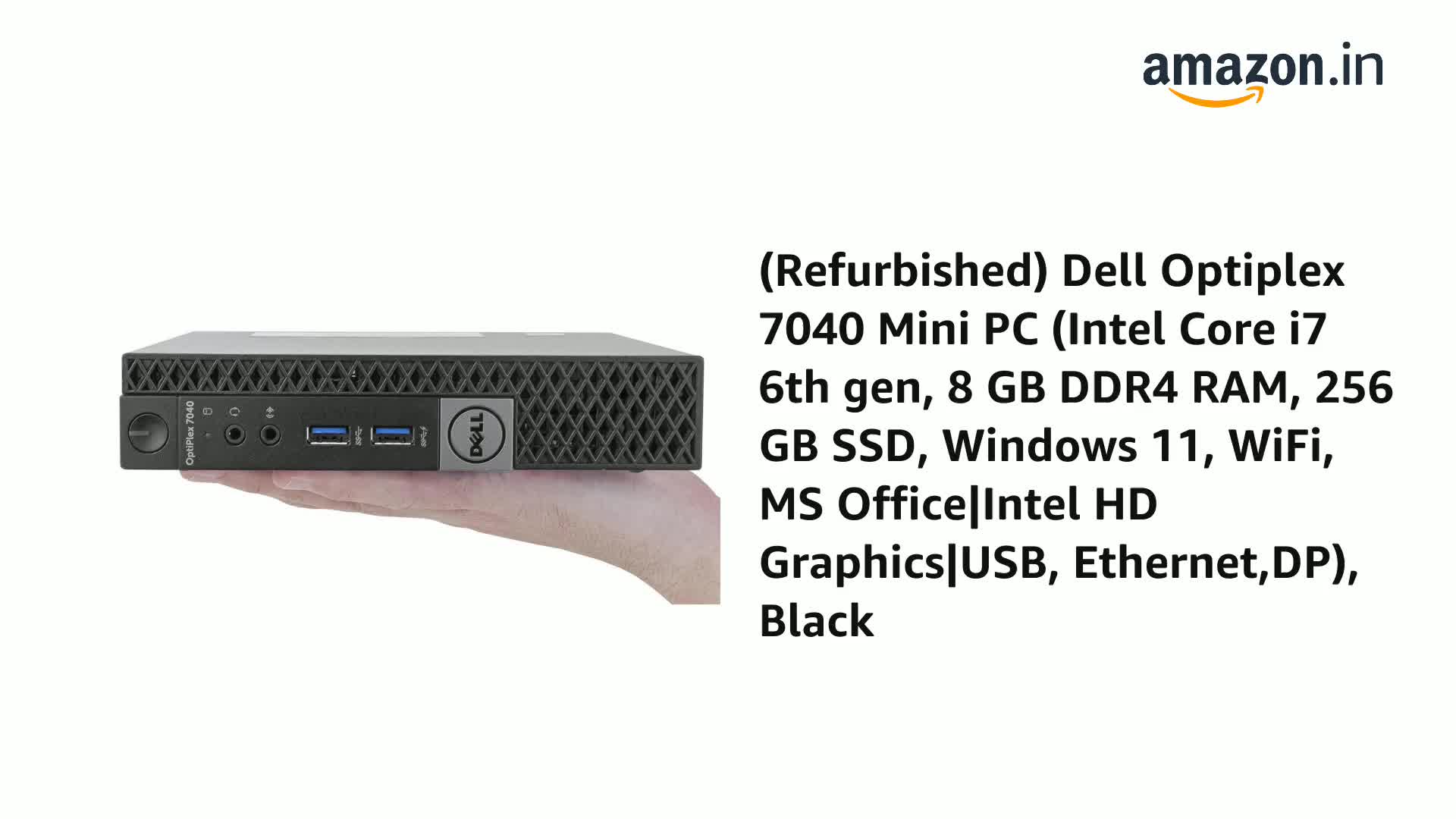Refurbished) Dell Optiplex 7040 Mini PC (Intel Core i7 6th gen, 8