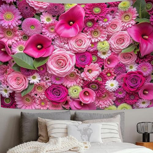 Tapisserie murale fleurs roses au design artistique raffiné