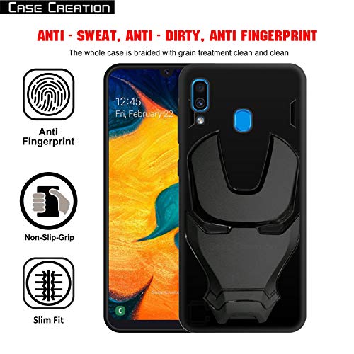 Image of COVERLY Official 3D Touch Feel Trending Real Hero Avenger Logo Mask Soft Rugged Grip Iron Man Super Power Cartoon Movie Silicone Matte Strong Back Cover for Samsung Galaxy M10s (2019) - Black
