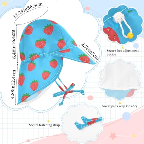 Flat Cute Strawberry Infant Toddler & Kids Sun Hat Baby Boys' Beach Bucket Hats Girls UPF 50 Neck Flap Travel Essentials4
