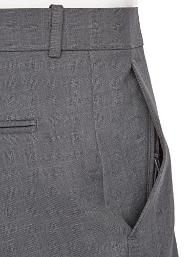 Perry Ellis Portfolio Men's Performance Dress Pant, Modern Fit, Non-Iron, Flat Front Stretch (Waist Size 30 - 42), Charcoal Plaid, 36W x 30L3