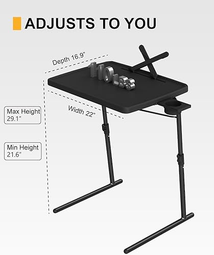 Miniatura 2 de Mesa de TV ajustable con soporte para tazas, bandeja de TV de 22 x 16.9 pulgadas en la cama y sofá, mesa plegable cómoda de gran tamaño, mesa para