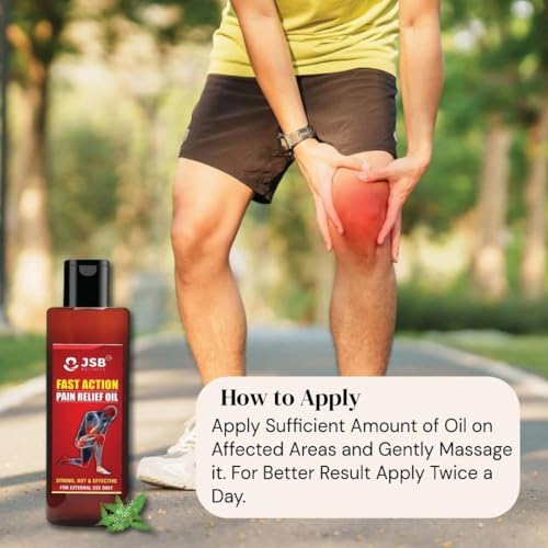 Image of JSB Joint Pain Oil For Fast Action Relief - For Knee, Back, Neck Pain - 100ML - Remains Hot Upto 10Hrs - Swelling & Joint Inflammation Relief - Ayurvedic Herbal Oil - Muscle Relief - 100% Natural