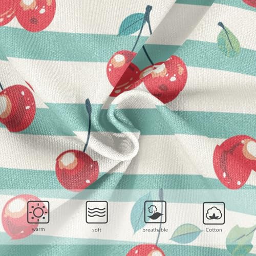 Wusikd Cherries Girls' Underwear Cotton Stripes Green Girls Briefs Soft Toddler Underwear 2T3