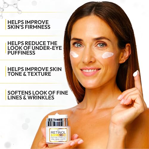 Retinol Cream for Face - Face Moisturizer with Collagen - Lightweight Day and Night for Women and Men - Facial Cream Neck & Décolleté - 1.65 fl oz - Image 3