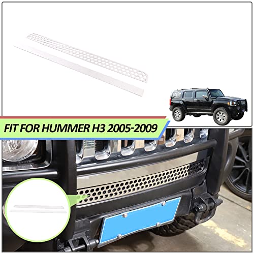 Image of Front Grill Mesh Inserts for Hummer H3 2005-2009 Accessories, Front Bumper Air Inlet Vent Center Grille Cover Bug Screen Deflector, Front Grill /Mesh Grille Grid Inserts Cover Panel Trim