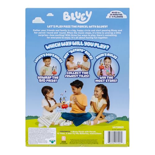 Bluey Pass the Parcel Musical Game, Soft Huggable 8" (20 cm) Bluey Plush. Three Interactive Games to Play - Image 4